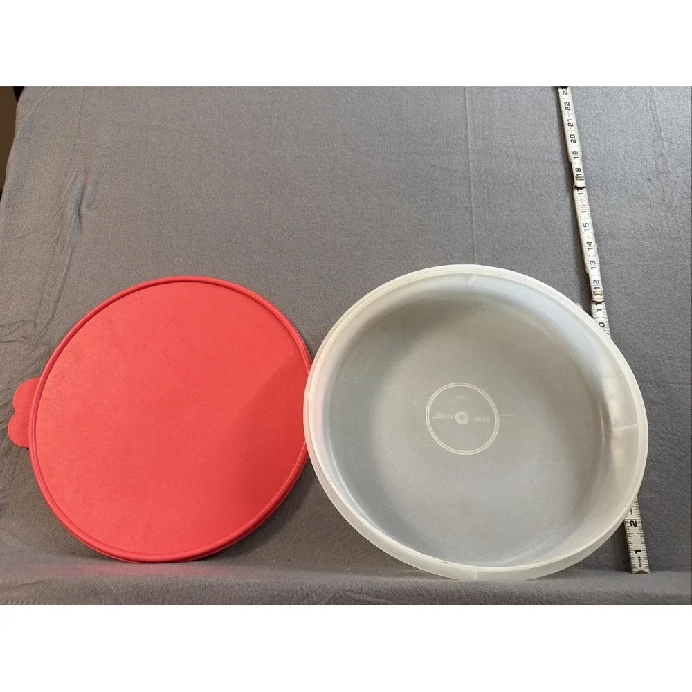 Tupperware Bowl With Pink Lid Slim Flat Style